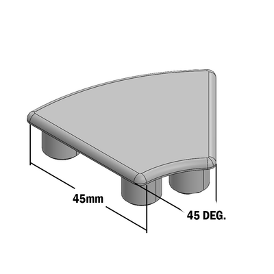 60-230-2 MODULAR SOLUTIONS POLYAMIDE END CAP 45MM X 45MM RADIUS 45 DEG GRAY